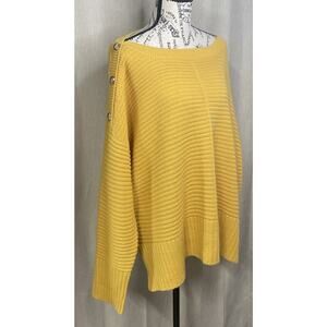 Alison Andrews Sweater 3X -Boat Neck- Mustard Yellow/Gold -Long Sleeve w/Buttons